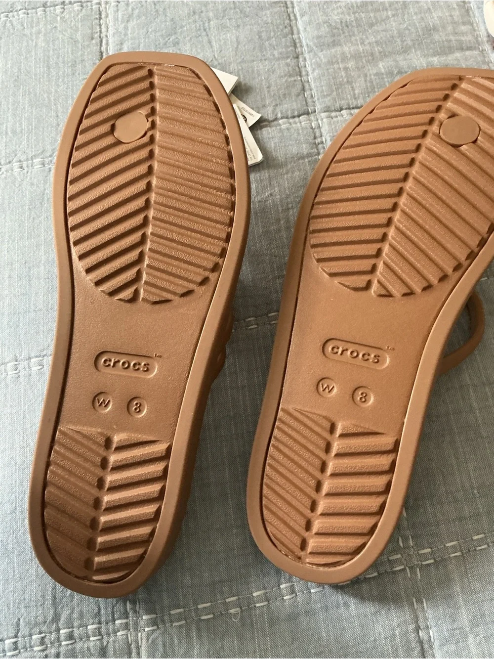 CROCS Women’s Triple-Strap Slide Sandals in Brown